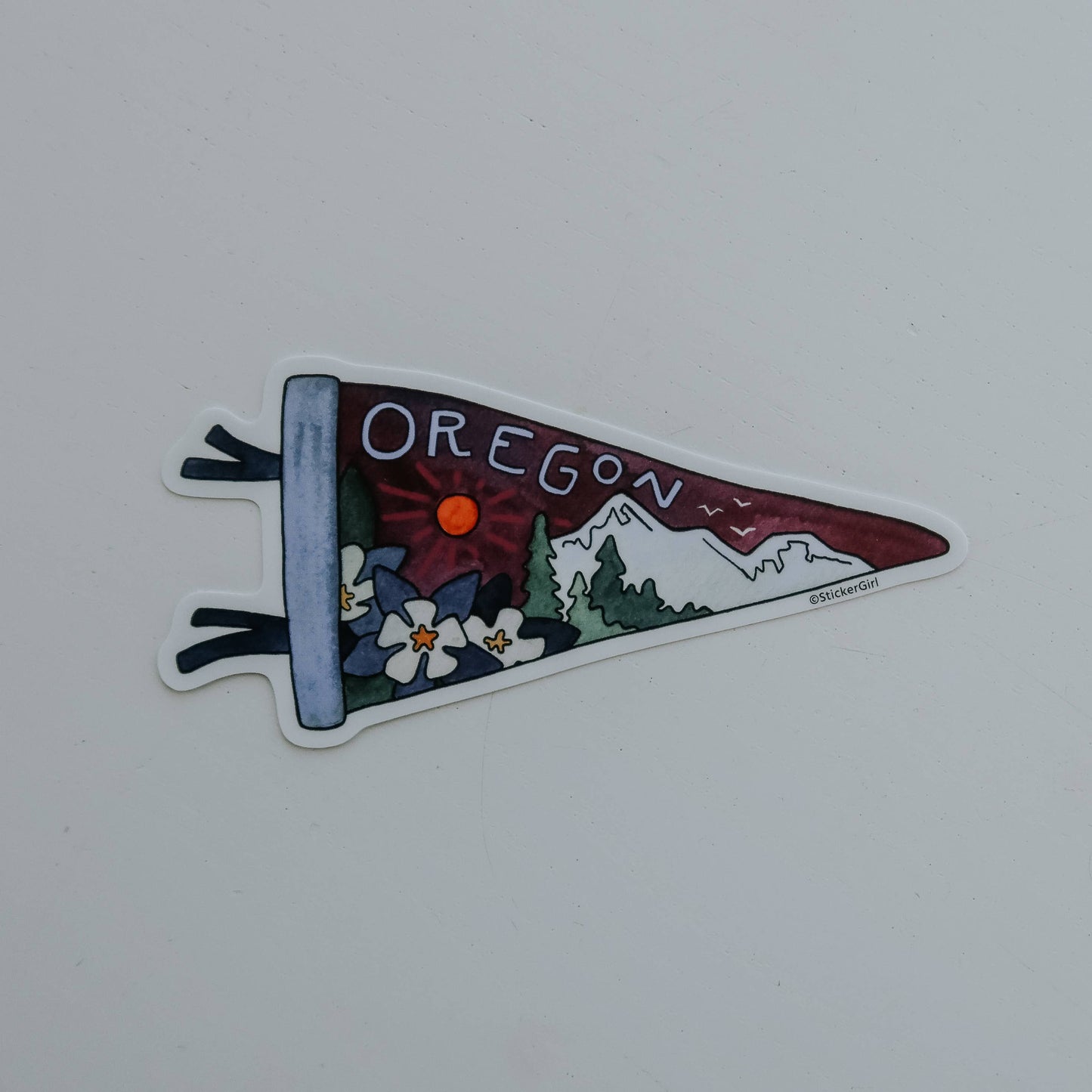 Oregon Purple Triangle Flag Vinyl Sticker