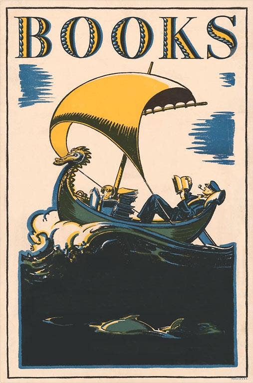 Books Boat Art Print