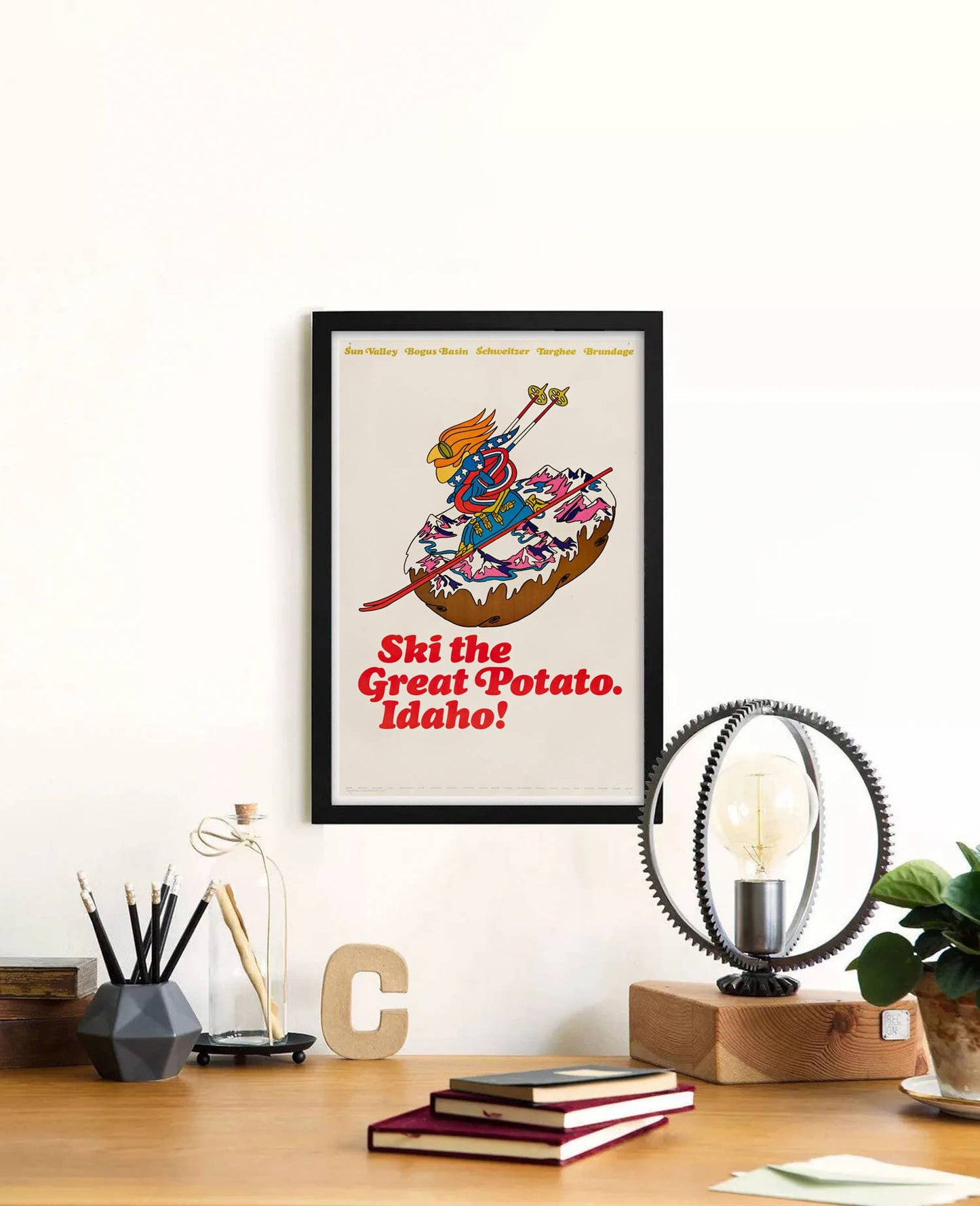 Ski The Great Potato. Idaho! Vintage Travel Poster
