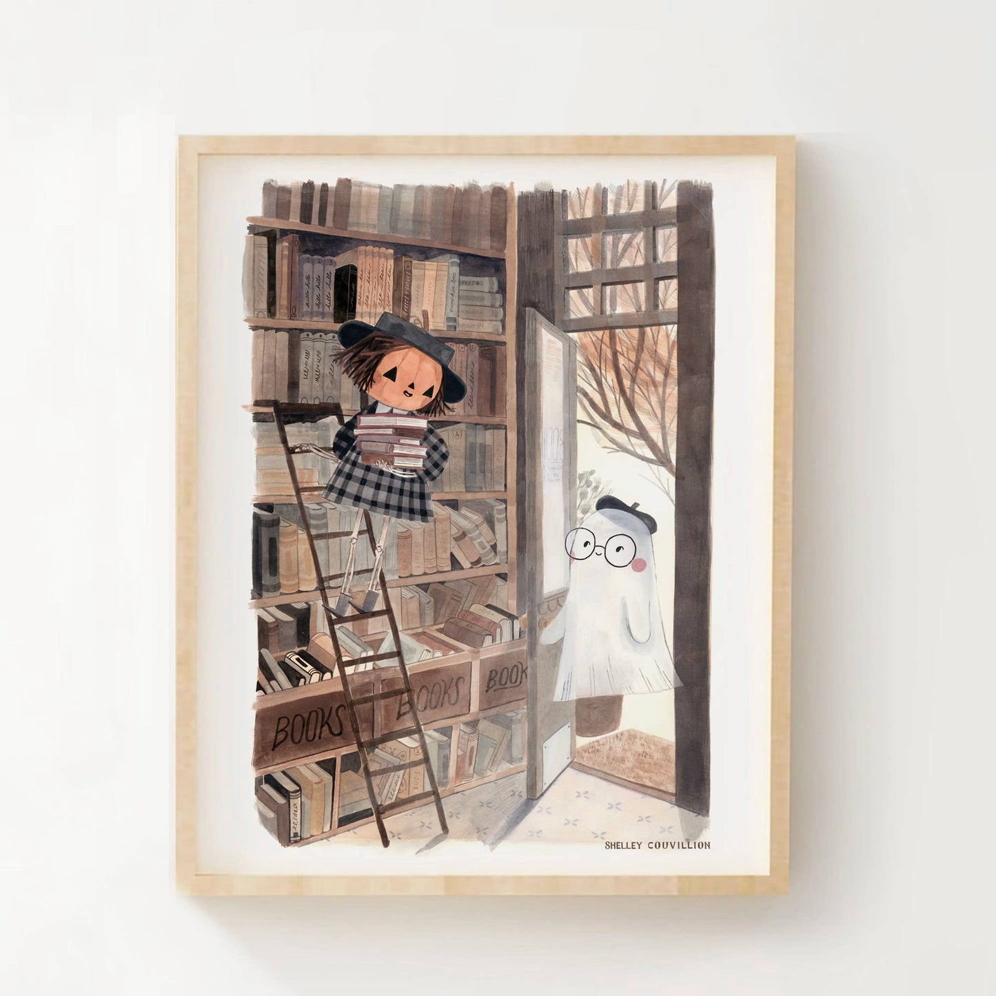 Pumpkin and Ghosty Bookstore Print