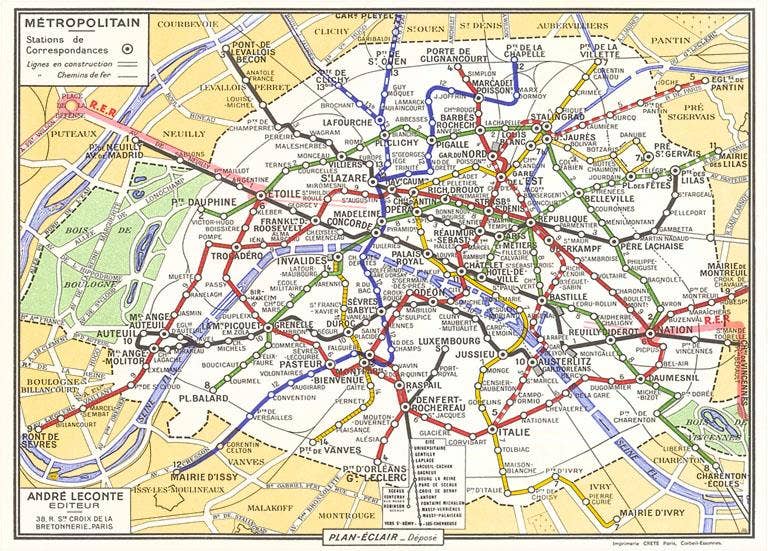 Paris Metro System Map Magnet