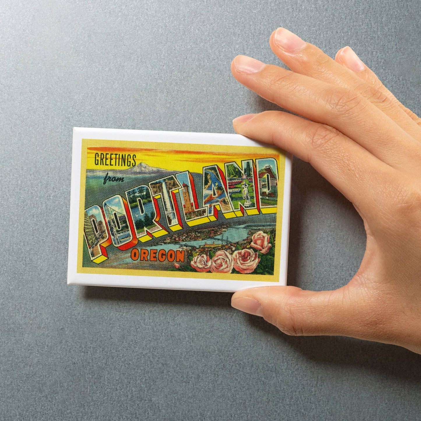 Greetings from Portland Vintage Art Magnet