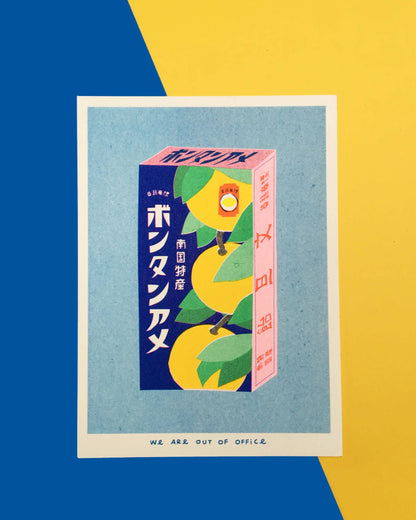 Japanese powdery candy Risograph