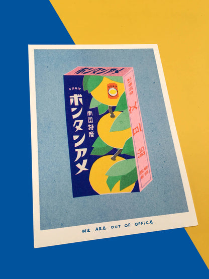 Japanese powdery candy Risograph