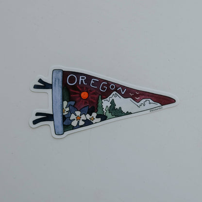Oregon Purple Triangle Flag Vinyl Sticker