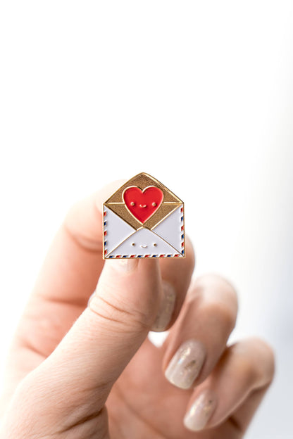 Send Love Snail Mail Envelope with Heart Enamel Pin