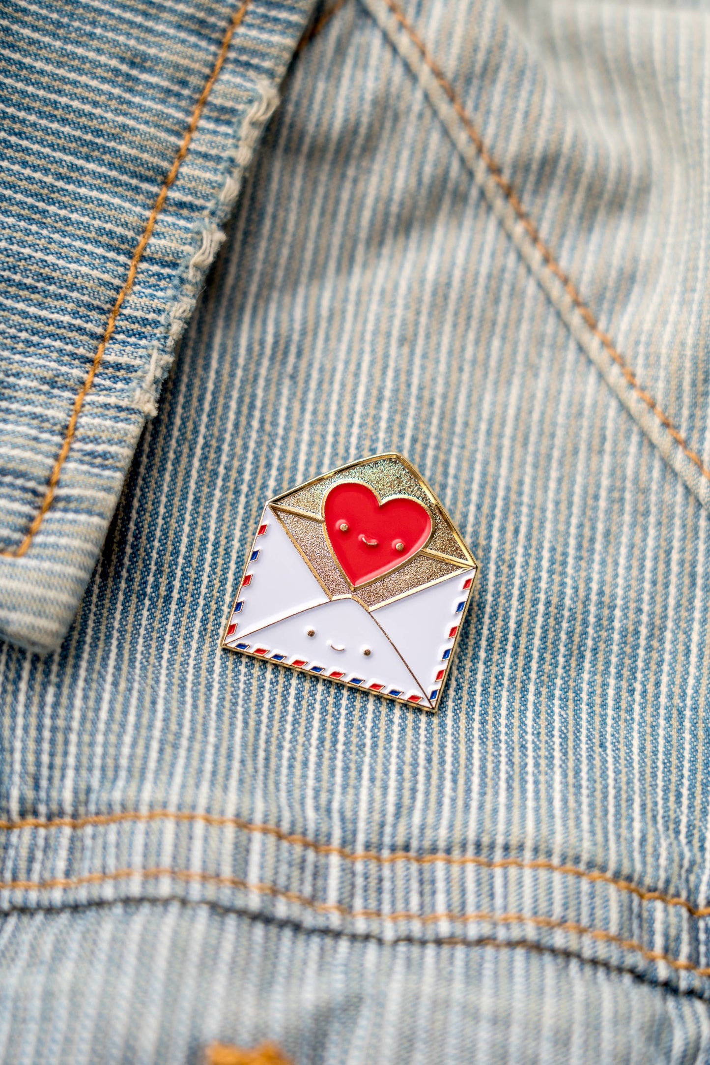 Send Love Snail Mail Envelope with Heart Enamel Pin