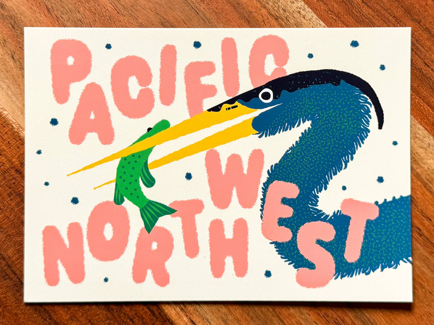 Pacific Northwest Grey Heron with Fish Postcard