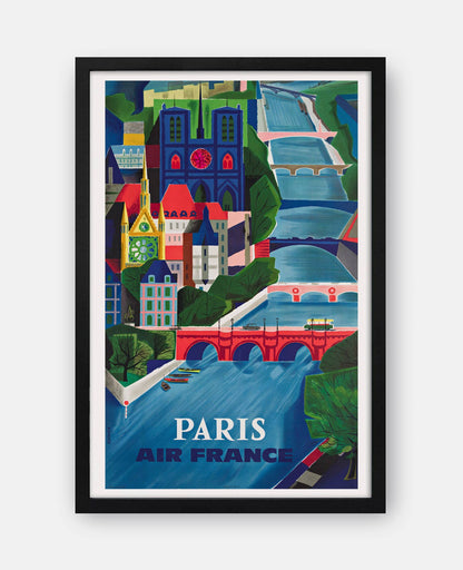 Paris Air France Vintage Travel Poster
