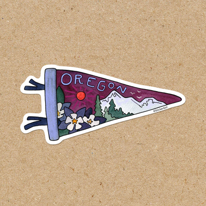 Oregon Purple Triangle Flag Vinyl Sticker