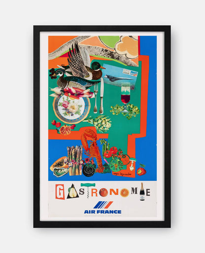 Air France Gastronomie Vintage Travel Poster