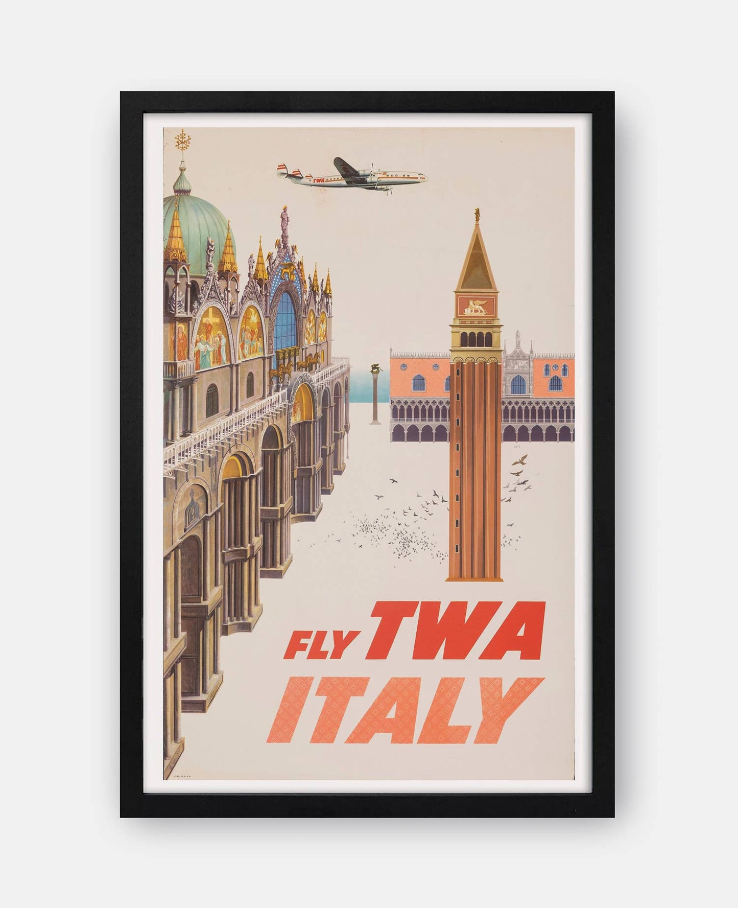 Trans World Airlines 1960s Italy Travel Poster