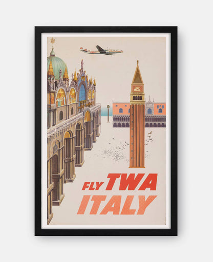 Trans World Airlines 1960s Italy Travel Poster