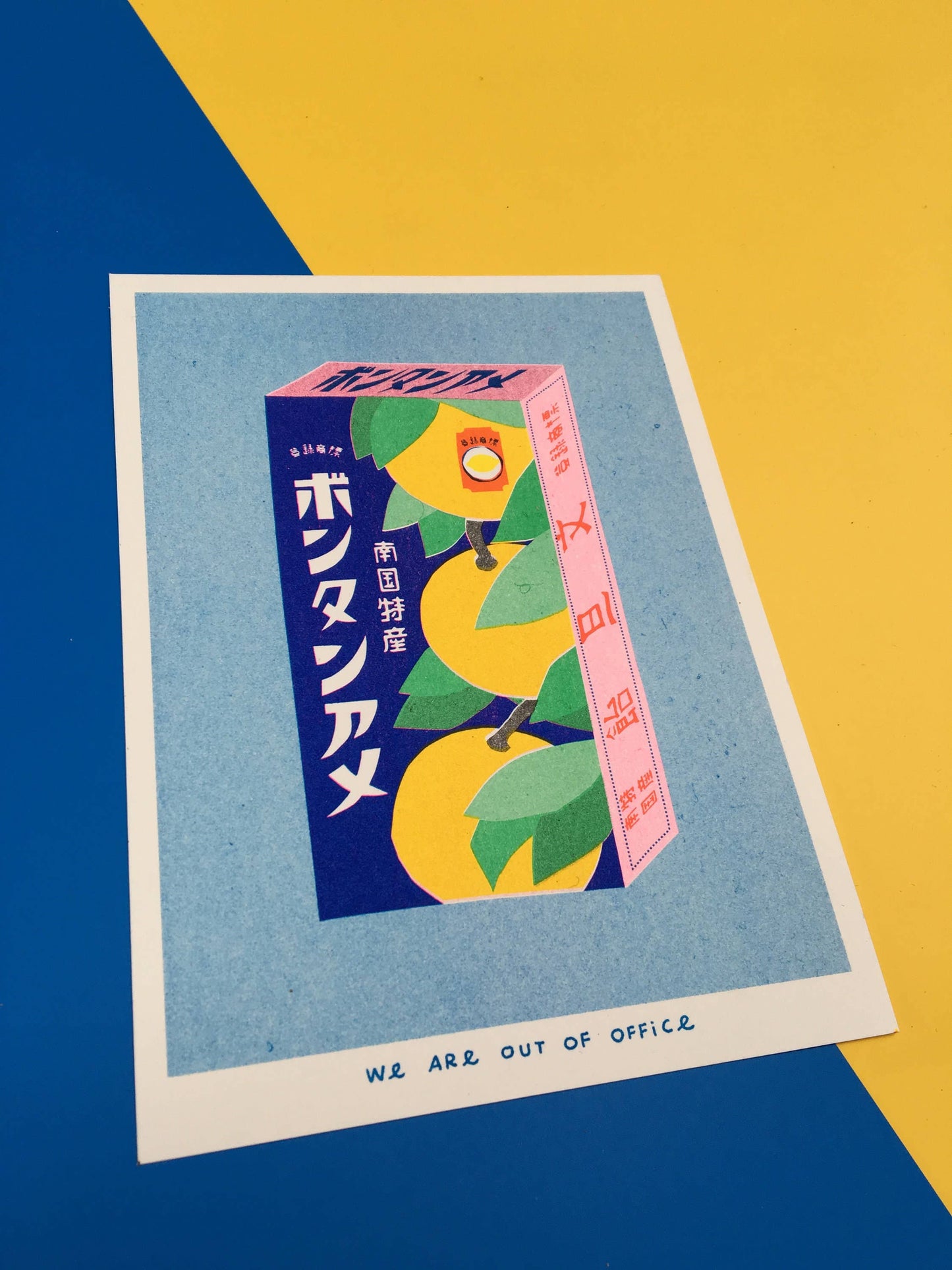 Japanese powdery candy Risograph