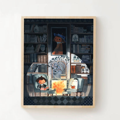 Pumpkin and Ghosty - Cozy Library Print