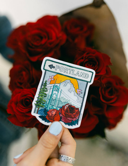 Portland Oregon Roses Vinyl Sticker