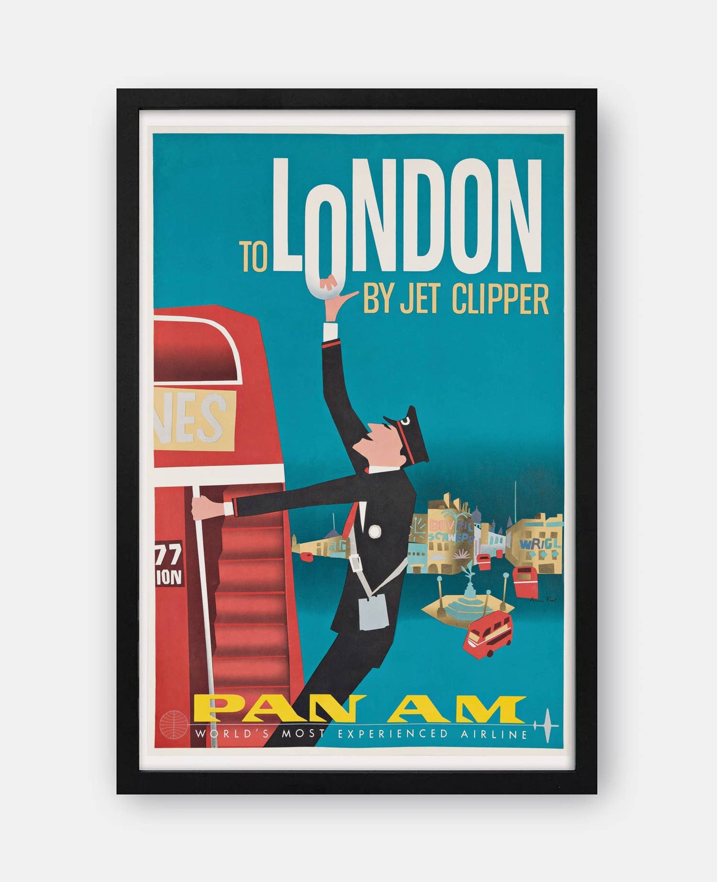 To London By Jet Clipper Pan Am Vintage Travel Poster