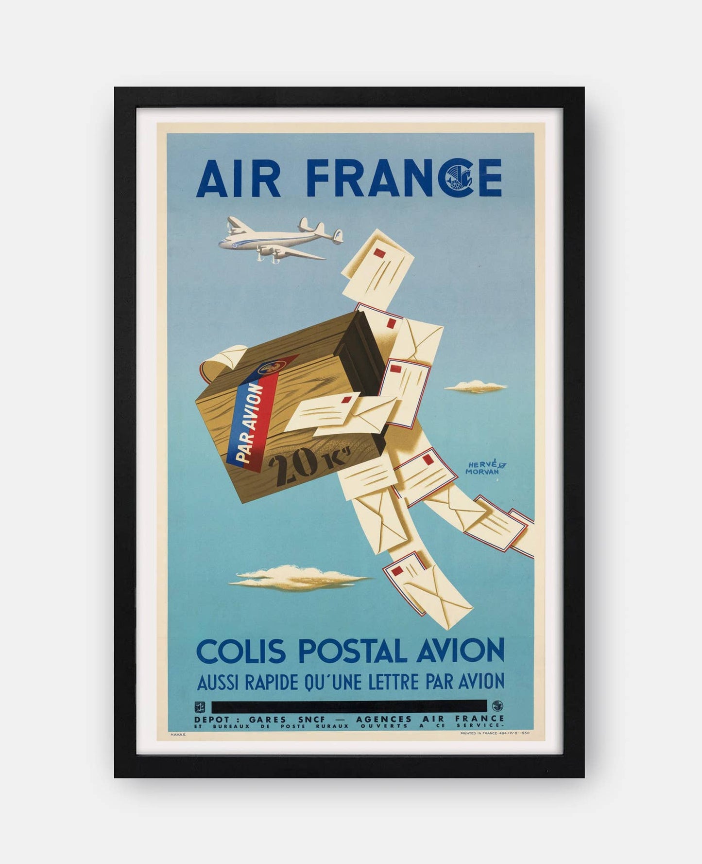 Air France 1950 Air Mail Poster