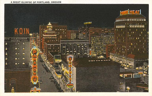 Night View of Portland Postcard