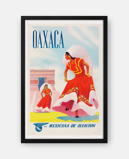 Mexican Airlines Oaxaca 1960 Travel Poster