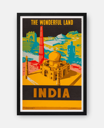 India The Wonderful Land (Government of India, New Delhi) 1950s Travel Poster