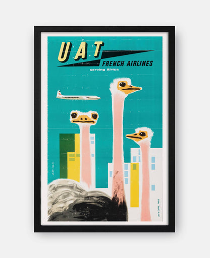 UAT – French Airline Vintage Travel Poster Print
