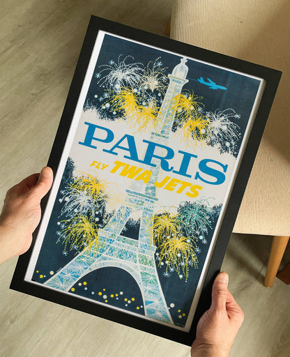 Paris – TWA Jets Vintage Travel Poster Print