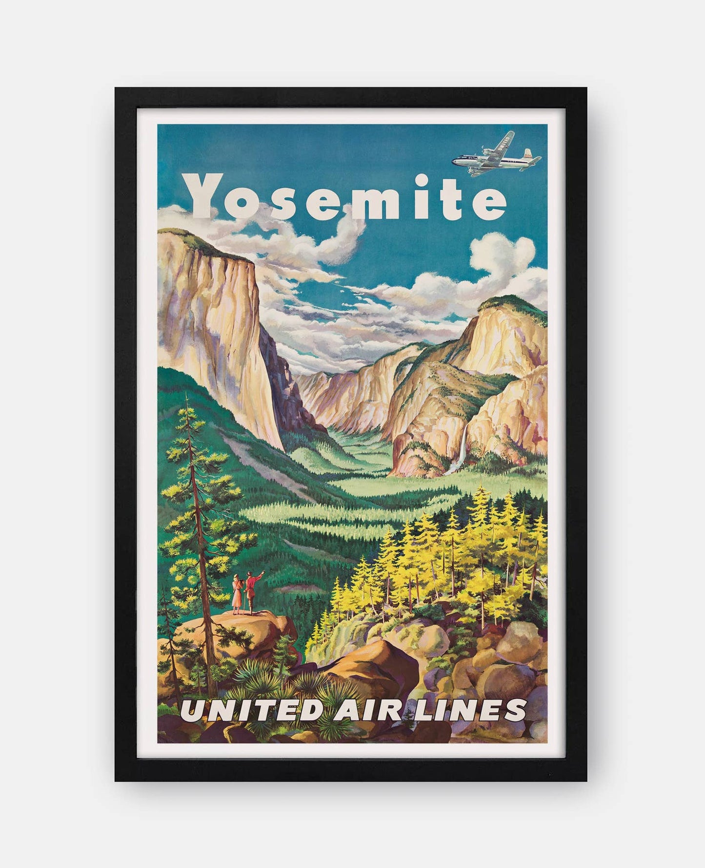 Yosemite United Air Lines Vintage Travel Poster Print