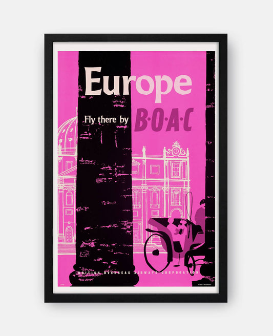 Europe: Fly There by BOAC 1950s Travel Poster
