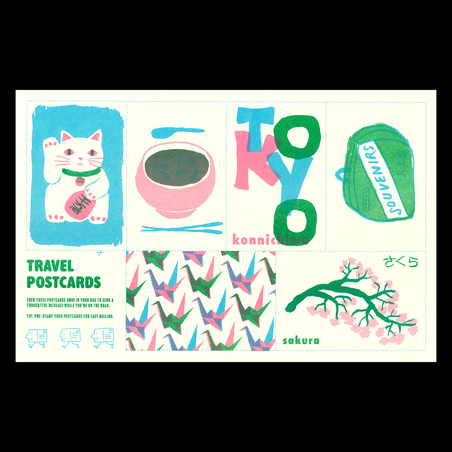 Japan Interactive Travel Map & Postcard Set