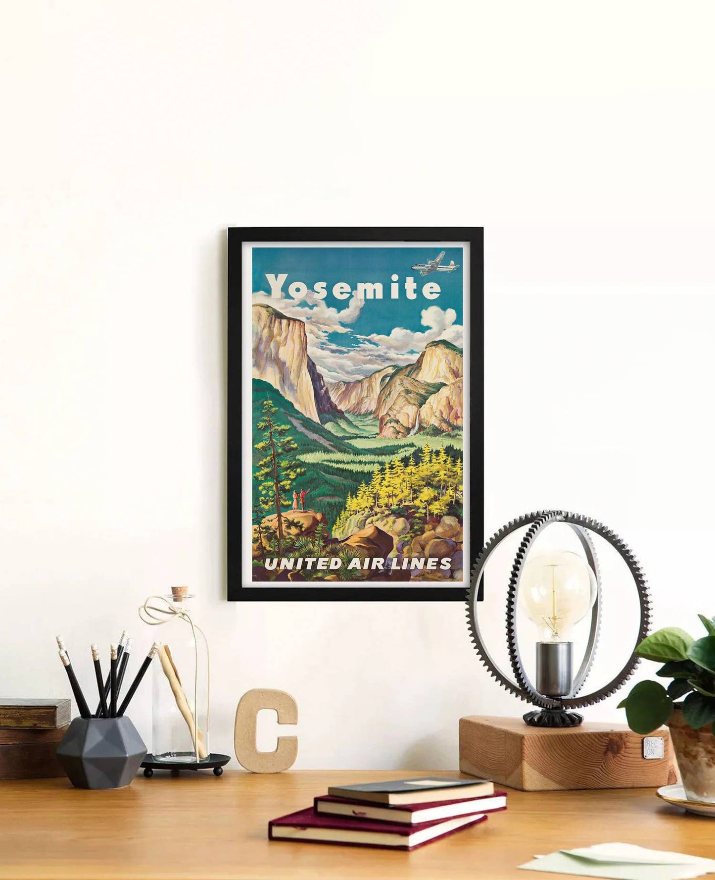 Yosemite United Air Lines Vintage Travel Poster Print