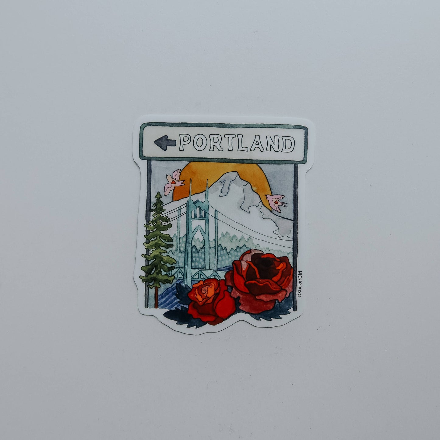 Portland Oregon Roses Vinyl Sticker