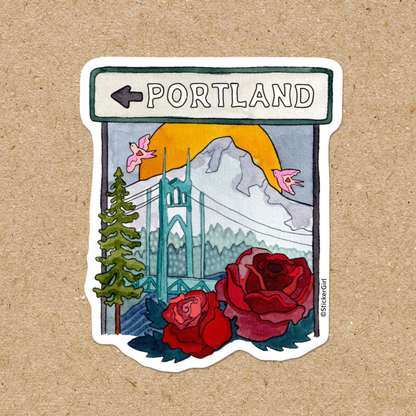 Portland Oregon Roses Vinyl Sticker