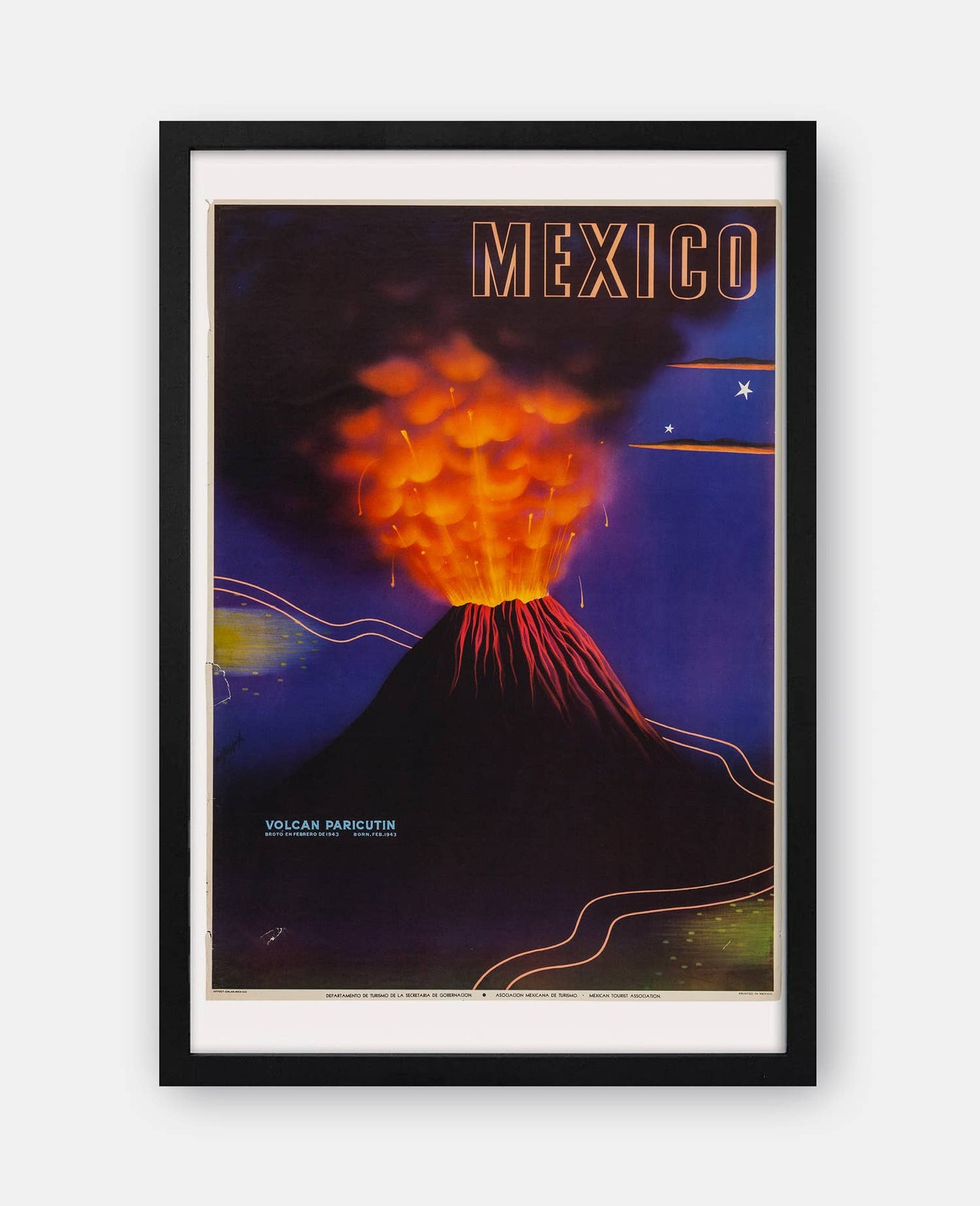 Mexico Paricutin Volcano 1943 Travel Poster
