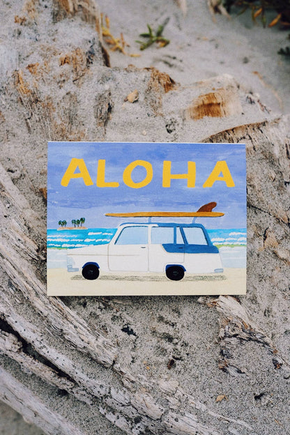 Surf Car Aloha Greeting Card