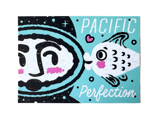 "Pacific Perfection" Fish and Diver Kiss Postcard