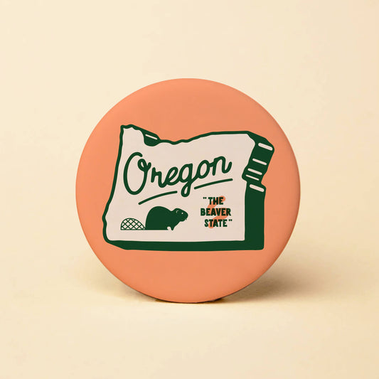 Oregon Beaver Sign Round Magnet