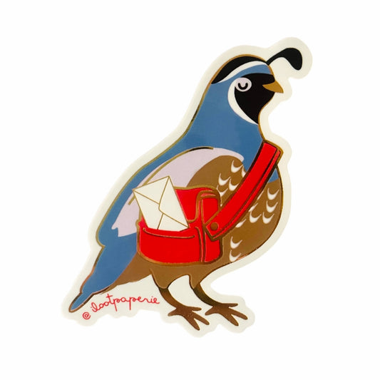Quail Mail Postage Vinyl Sticker