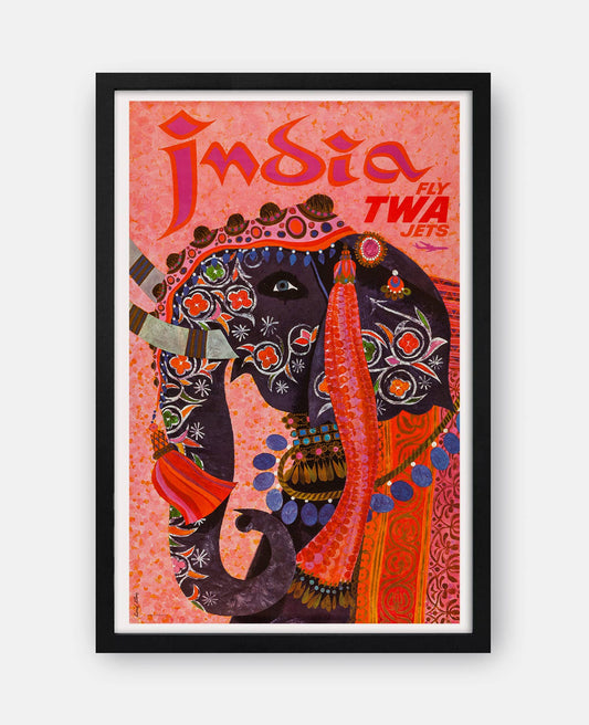TWA Airlines (India) 1960s Poster