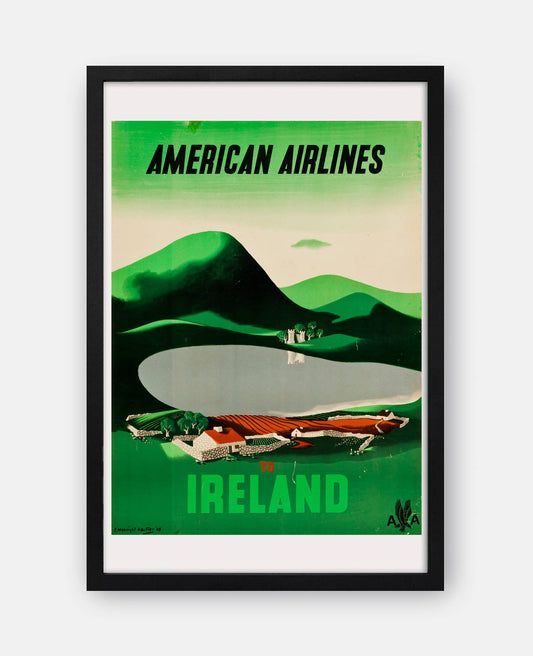 American Airlines Ireland Vintage Travel Poster