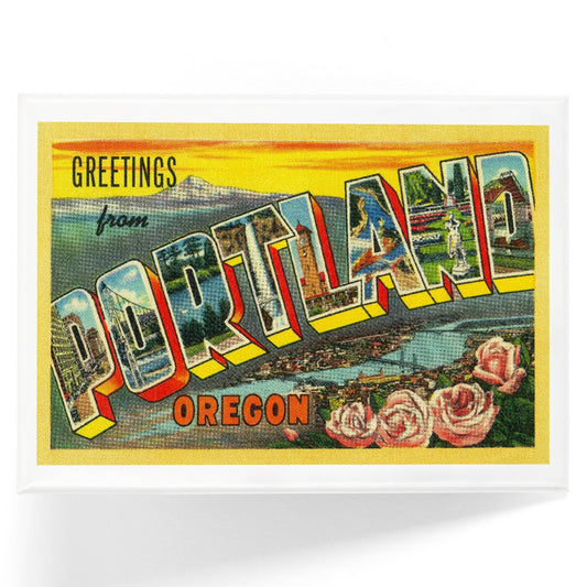 Greetings from Portland Vintage Art Magnet