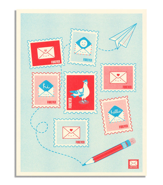 Ode to Snail Mail Love Risograph Art Print