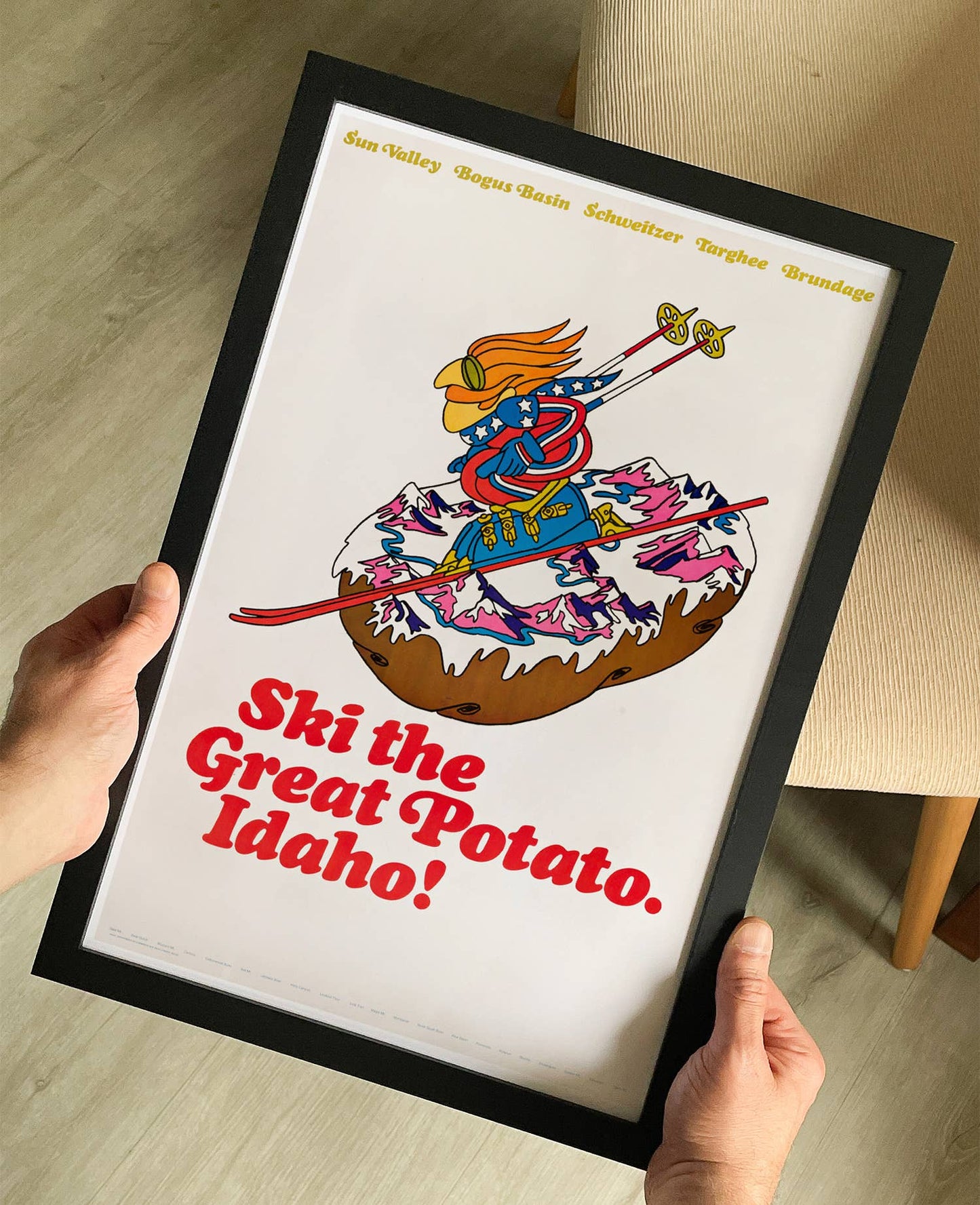 Ski The Great Potato. Idaho! Vintage Travel Poster