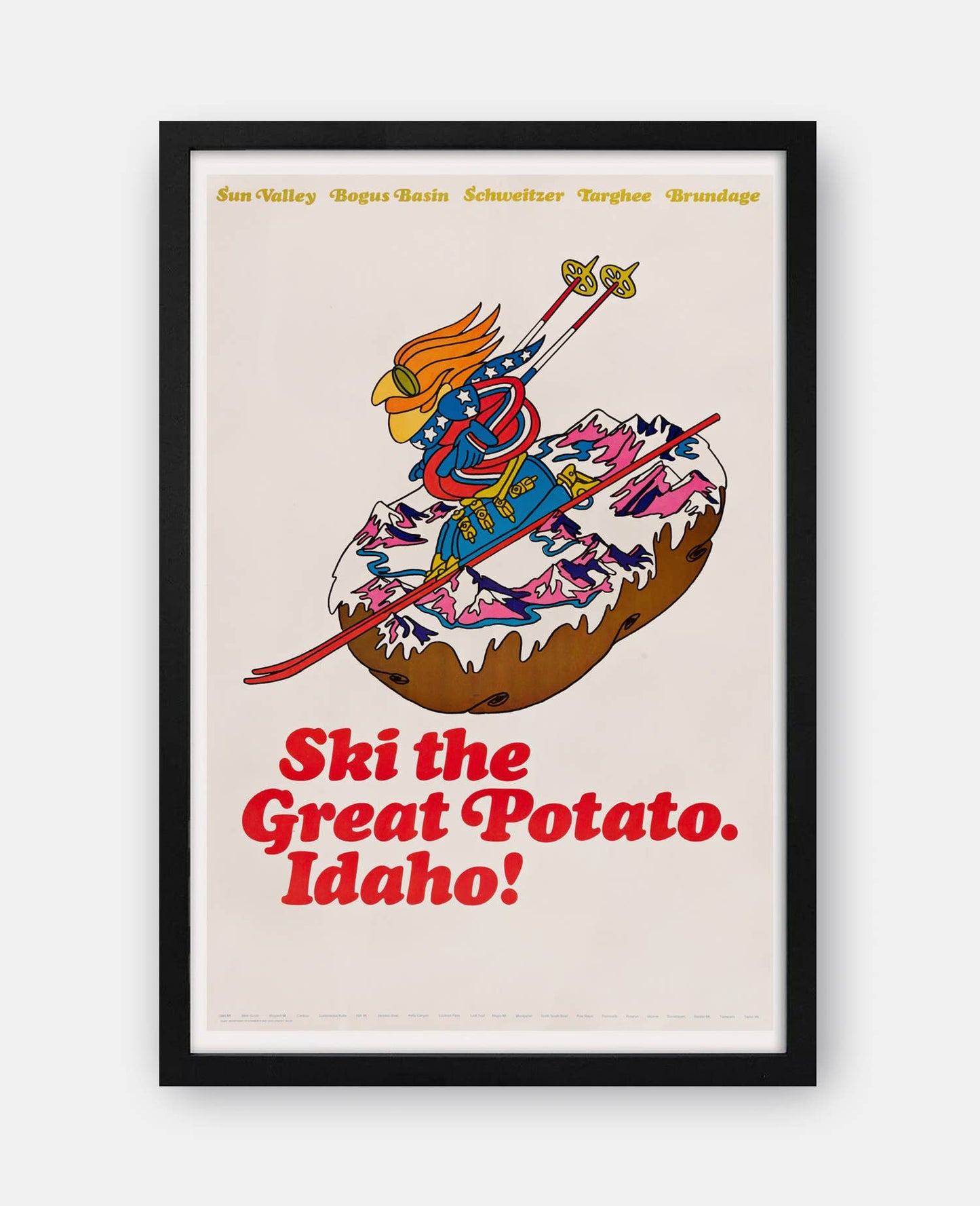 Ski The Great Potato. Idaho! Vintage Travel Poster