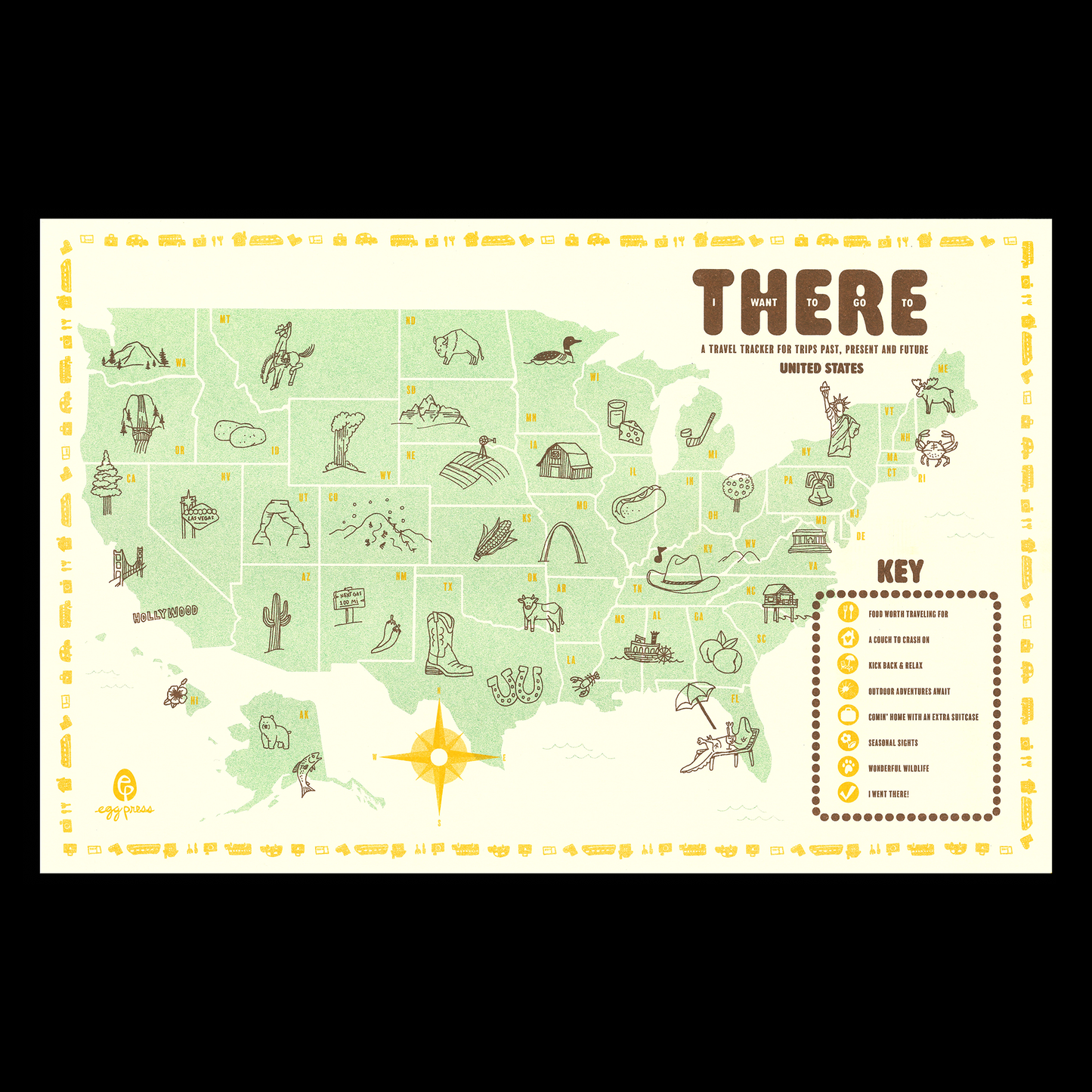 United States Road Trip Interactive Travel Map & Postcards