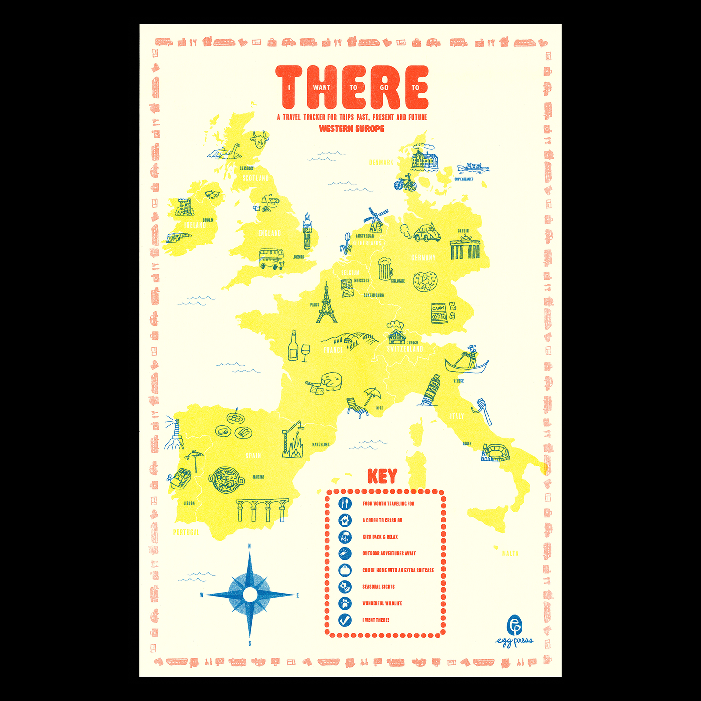 Europe Interactive Travel Map & Postcard Set