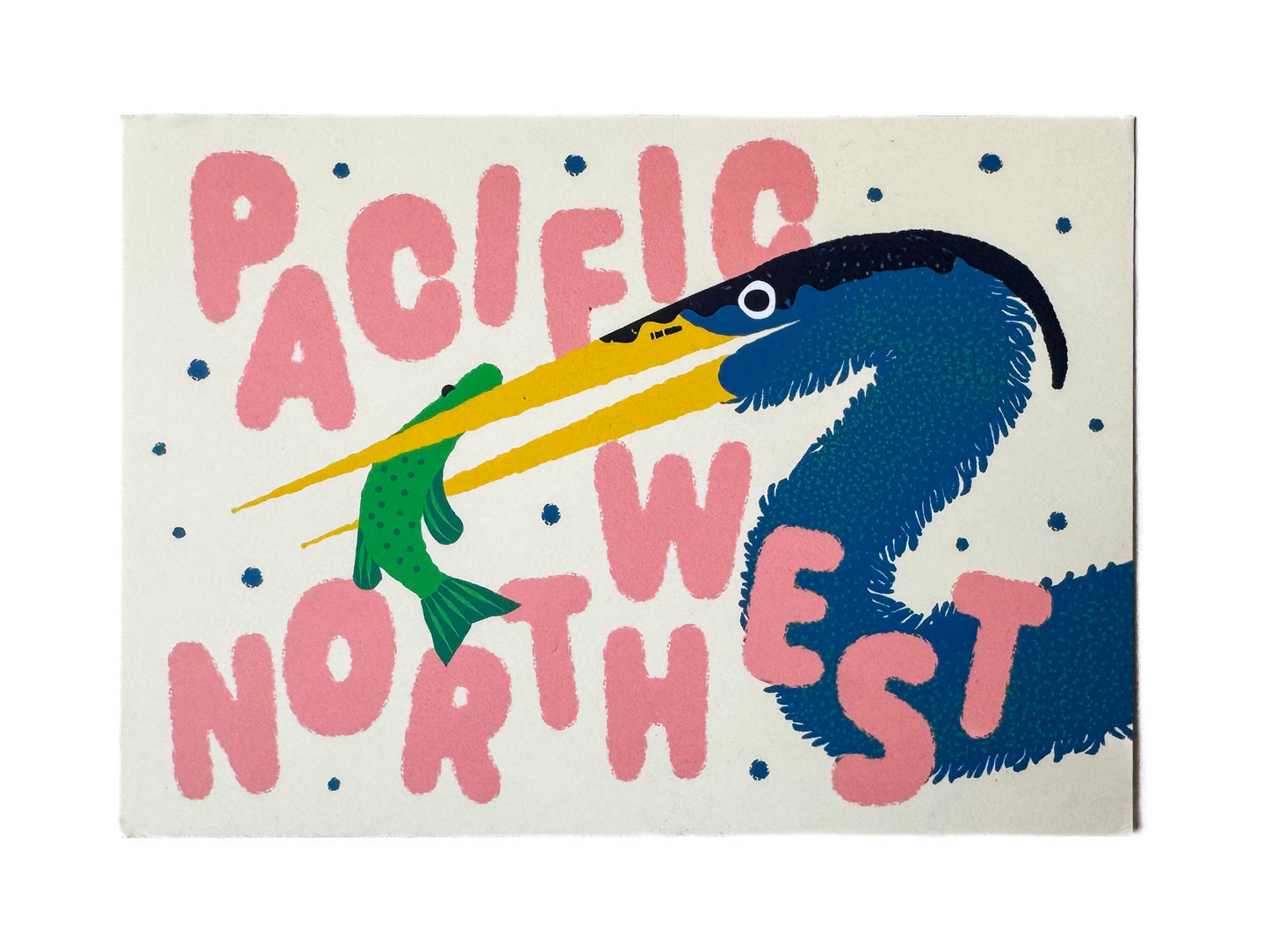 Pacific Northwest Grey Heron with Fish Postcard