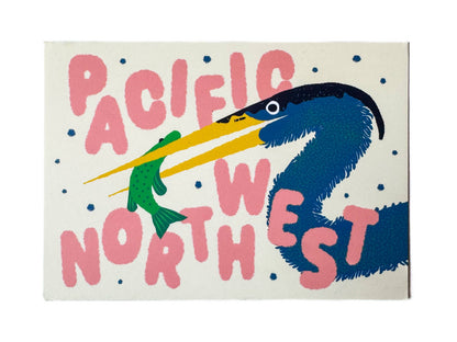 Pacific Northwest Grey Heron with Fish Postcard