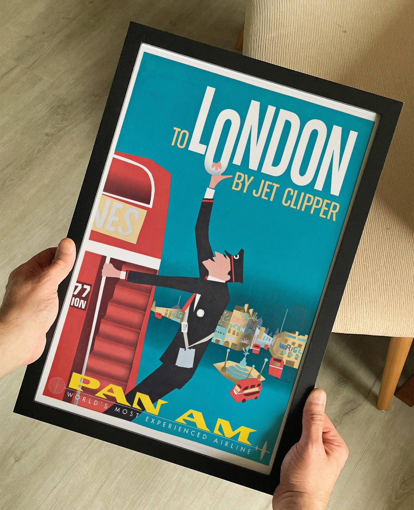 To London By Jet Clipper Pan Am Vintage Travel Poster