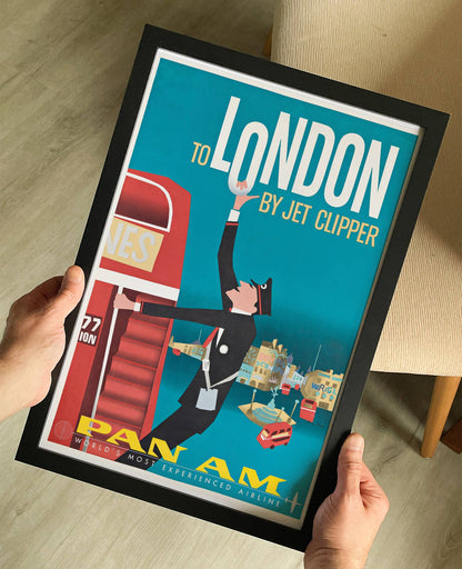 To London By Jet Clipper Pan Am Vintage Travel Poster